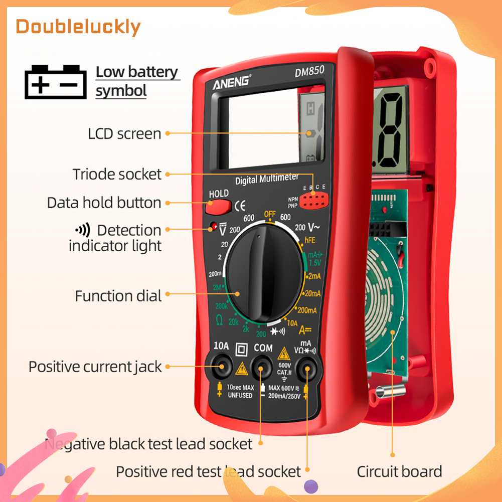 เครื่องวัดแรงดันไฟฟ้ามัลติมิเตอร์-dm850-แบบมืออาชีพ