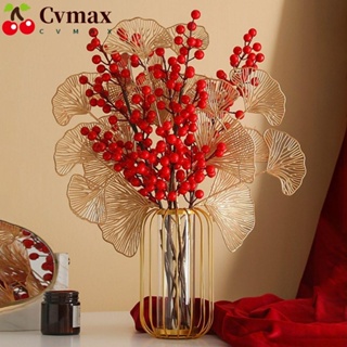 Cvmax DIY Ginkgo tree Chinese New Year decoration Simulation Holly Fruit Fortune fruit Eucalyptus small Fan Leaf Accessories New Year blessing Bucket Christmas Red Fruit Home Decoration