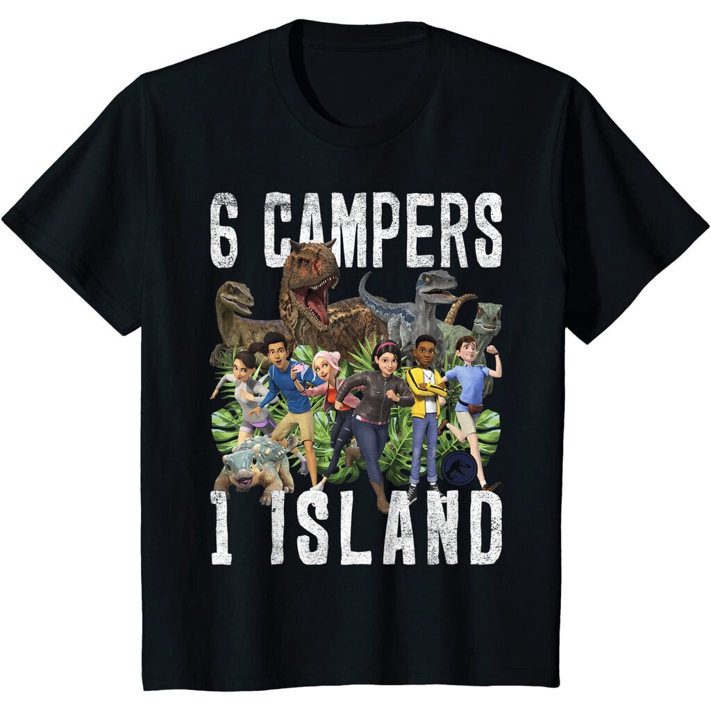 summer-jurassic-world-camp-cretaceous-6-campers-1-island-t-shirt-fashion-printed-mens-short-sleeved-round-neck-t-shirt