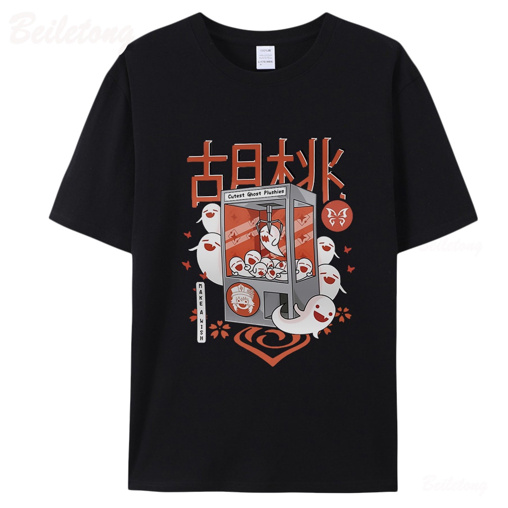 genshin-impact-t-shirt-100-cotton-hu-tao-ghost-cartoon-vintage-print-summer-short-sleeve-05