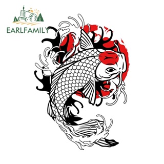 Earlfamily สติกเกอร์ ลายปลาคาร์พ กันน้ํา กันรอยขีดข่วน สไตล์ญี่ปุ่น สําหรับติดตกแต่งตู้เย็น แล็ปท็อป รถยนต์ 13 ซม. x 9.1 ซม.