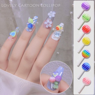 【AG】5Pcs/Set Lollipop Style Nail Ornament Resin Cute Clay Accessories Charm Candy Decoration