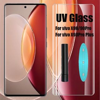 ฟิล์มกระจกนิรภัยกันรอยหน้าจอ UV 3 ชิ้น สําหรับ vivo X70 X80 X90 pro plus + X80pro vivo X90 pro +