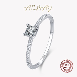 Ailmay แหวนเงินแท้ 925 ทรงสี่เหลี่ยม สไตล์คลาสสิก หรูหรา เครื่องประดับ สําหรับผู้หญิง งานแต่งงาน