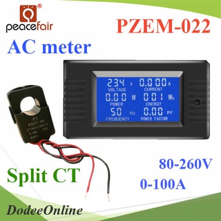 .PZEM-022 AC มิเตอร์ดิจิตอล 100A 80-260V โวลท์ แอมป์ วัตต์ พลังงานไฟฟ้า Coil Split CT รุ่น PZEM-022-SP DD