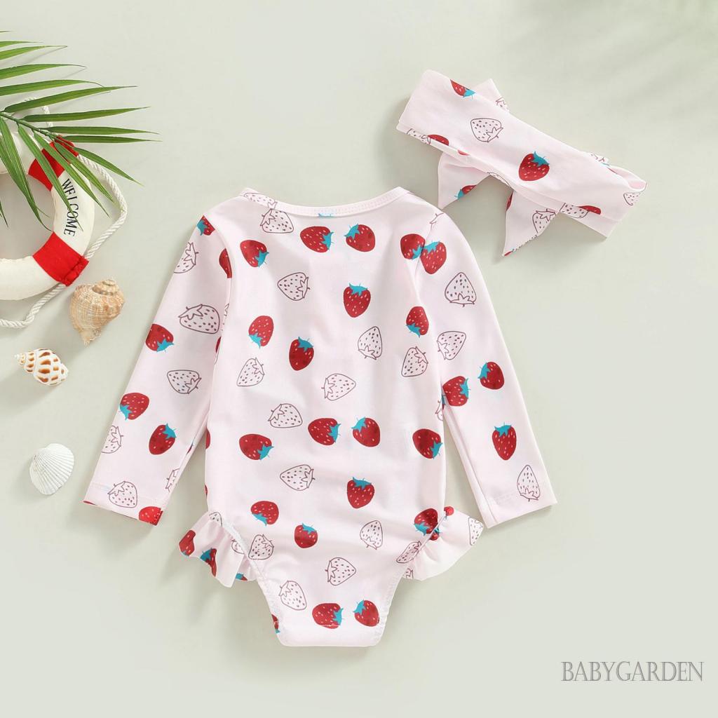 babygarden-6-เดือน-3-ปี-ชุดว่ายน้ํา-พิมพ์ลายสตรอเบอร์รี่-มีซิป-ที่คาดผม-สําหรับเด็กผู้หญิง