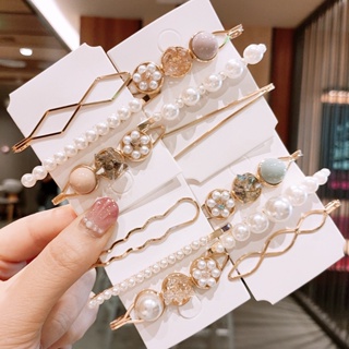【AG】3Pcs/Set Hair Clips Faux Pearl Inlaid Rhinestone Alloy Women Parties Styling Barrettes for Wedding