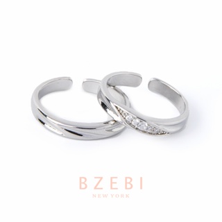 BZEBI แหวนเงินแท้ ประดับเพชร คู่รัก คู่เงินแท้ แต่งงาน 18k เหมาะกับของขวัญ แฟชั่นคู่รัก 886r