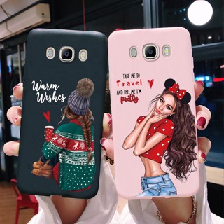 เคสโทรศัพท์ซิลิโคน TPU แบบนิ่ม ลายเด็กผู้หญิงกาแฟ สําหรับ Samsung Galaxy J5 (2016) J7 (2016) SM-J510F J710F