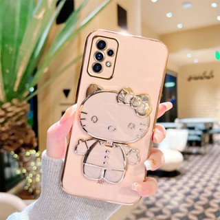 เคสโทรศัพท์มือถือแบบนิ่ม ลายเฮลโลคิตตี พร้อมขาตั้ง สําหรับ Samsung Galaxy A52 A52S A23 A33 A32 A72 A22