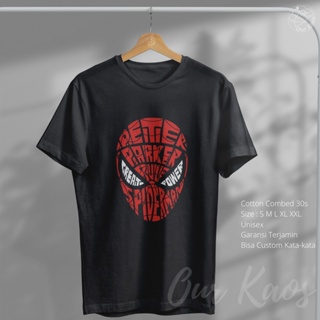 PRIA T-shirt Superhero Spiderman Adult Distro Original Writing Peter Parker Rules T-shirt Oblong Men Women Marvel C_01