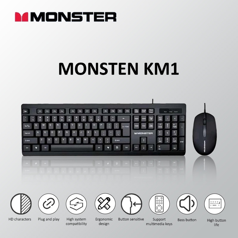 แป้นพิมพ์ไร้สาย MONSTER Keyboard+Mouse 2 โหมด Wireless/Bluetooth ชุด ...