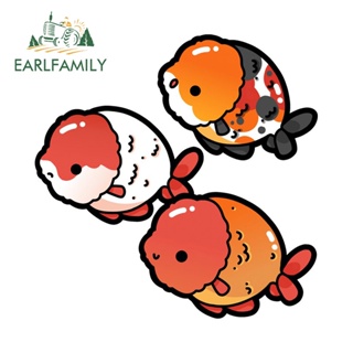 Earlfamily สติกเกอร์ไวนิล กันน้ํา กันรอยขีดข่วน ลายปลาทอง เรนชู สไตล์ญี่ปุ่น สําหรับติดตกแต่งรถยนต์ 13 ซม. x 12.9 ซม.