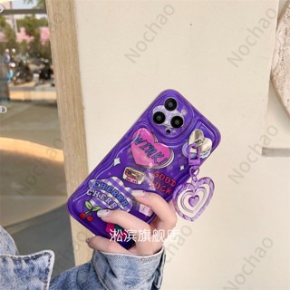 เคสป้องกันโทรศัพท์มือถือ ลายหัวใจ สีม่วง กันกระแทก สําหรับ Iphone 14pro max 13 12 11 14pro max 1312pro 11