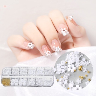 【AG】Nail Flower Ornament Five Petals Pattern White Mini DIY Manicure Flower Decoration