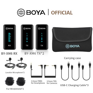 Boya BY-XM6 S2 สมาร์ทโฟน กล้องแอคชั่น ไมโครโฟนไร้สาย ตัดเสียงรบกวน 2.4GHz พร้อมจอแสดงผล OLED สําหรับ Vlog Stream สตรีมมิ่ง เล่นเกม ท่องเที่ยว