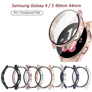 เคสกระจกนิรภัย PC แบบแข็ง บางพิเศษ ป้องกันหน้าจอ สําหรับ Samsung Galaxy Watch 4 5 40 มม. 44 มม.