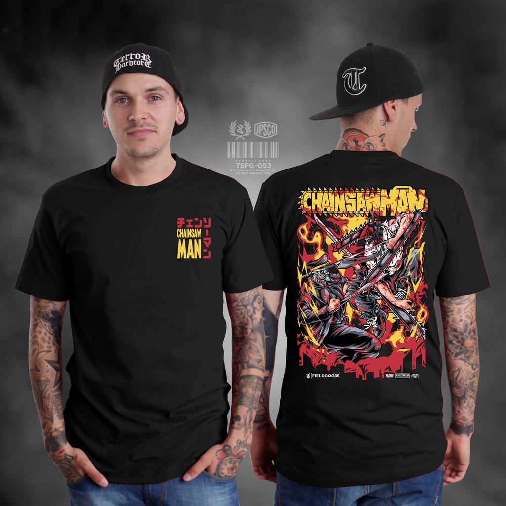 เสื้อยืดสีขาวเสื้อยืดคอกลมเสื้อยืด-พิมพ์ลายอนิเมะวันพีช-chainsaw-man-vs-katana-สําหรับผู้ชายs-4xls-4xl