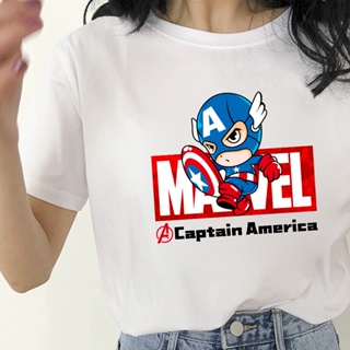 MARVEL Captain America Print T Shirt Women Short Sleeve O Neck T Shirt Black White Fashion Streetwear_06_11