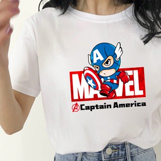 MARVEL Captain America Print T Shirt Women Short Sleeve O Neck T Shirt Black White Fashion Streetwear_06_11