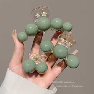 Fresh Green Pearl Gripper Clip Womens Simple Temperament Shark Clip 2023 New Headdress Hair Clip