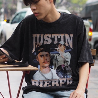 SPENZER.STREETJustin bieber เสื้อยืดคอกลมแขนสั้นสกรีนลาย เสื้อยืดแฟชั่นผู้ชาย ใหม่ เสื้อยืดเกาหลี แฟชั่นเกาหล