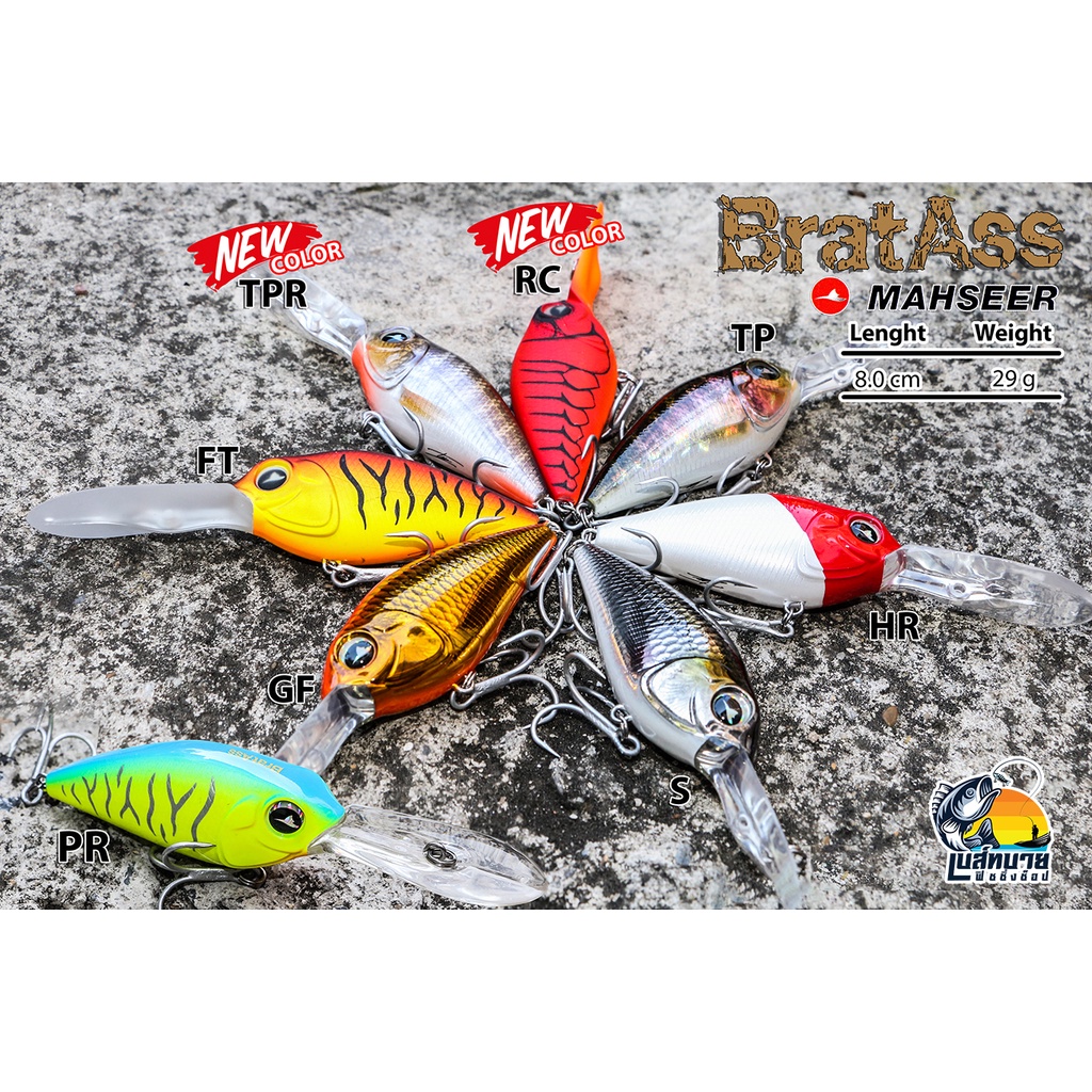 เหยื่อปลอม-ปลั๊ก-bratass-crank-80-แบรทแอล-จาก-mahseer-6-สีสุดสวย-ดำลึก-3-เมตร-งานน้ำจืด-แม่น้ำ-เหมาะมาก