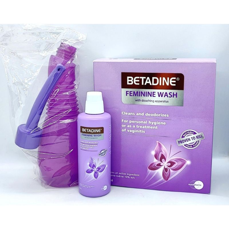 Betadine Feminine Wash with douching apparatus 120ml Shopee Thailand