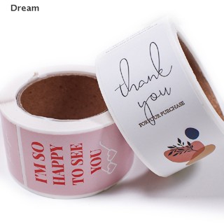 &lt;Dream&gt; สติกเกอร์ฉลาก Thank You สําหรับติดตกแต่งบรรจุภัณฑ์ 100 แผ่น ต่อม้วน