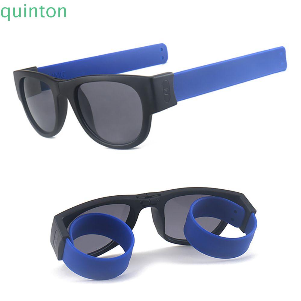 ภาพหน้าปกสินค้าQUINTON Personality Folding Wrist Sunglasses Foldable PC Wristband Eyewear Creative Eyes Protector Driving Female Male Retro Square Shades/Multicolor