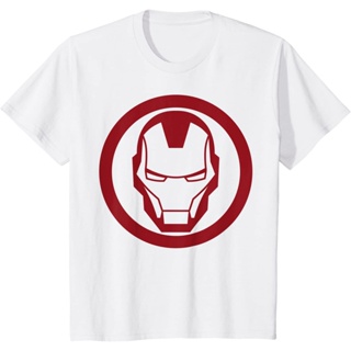 Adult Iron Man Red Dropped Tonal Face Emblem Graphic T-Shirt เสื้อยืด_07