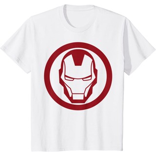 Adult Iron Man Red Dropped Tonal Face Emblem Graphic T-Shirt เสื้อยืด_07