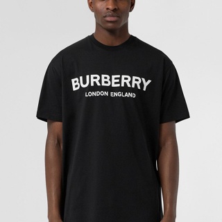 BURBERRY T-shirt Letchford Logo UNISEX 100% Premium Cotton Oversized Black T-shirt Burberry Logo Print T-shirt Burb_01