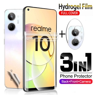 3in1 ฟิล์มไฮโดรเจล ป้องกันหน้าจอ ด้านหลัง ไม่ใช่กระจกนิรภัย สําหรับ Realme 10 Realme10 10Pro 10Pro+ 10 Pro + Plus 4G 5G