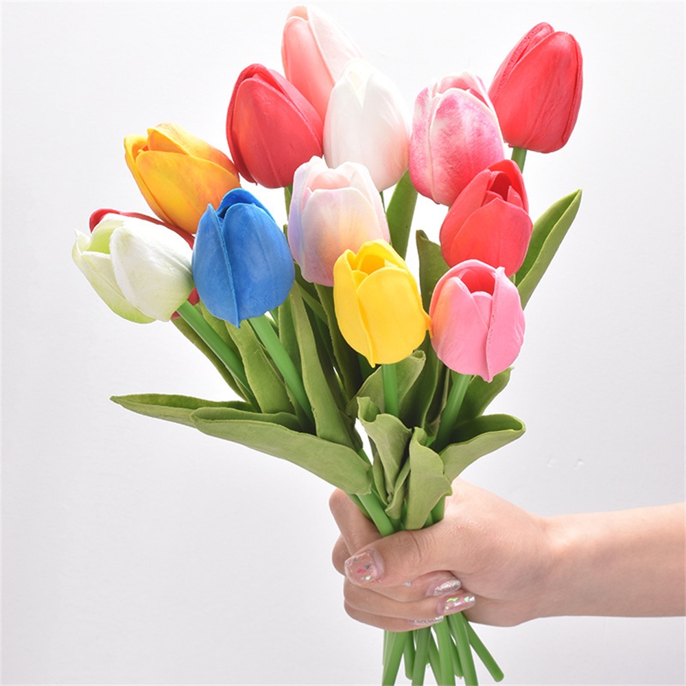 หลากสีดอกทิวลิปประดิษฐ์ดอกไม้ช่อดอกไม้งานแต่งงานการประชุมการจัดดอกไม้สุสานตกแต่งตาราง-cynthia