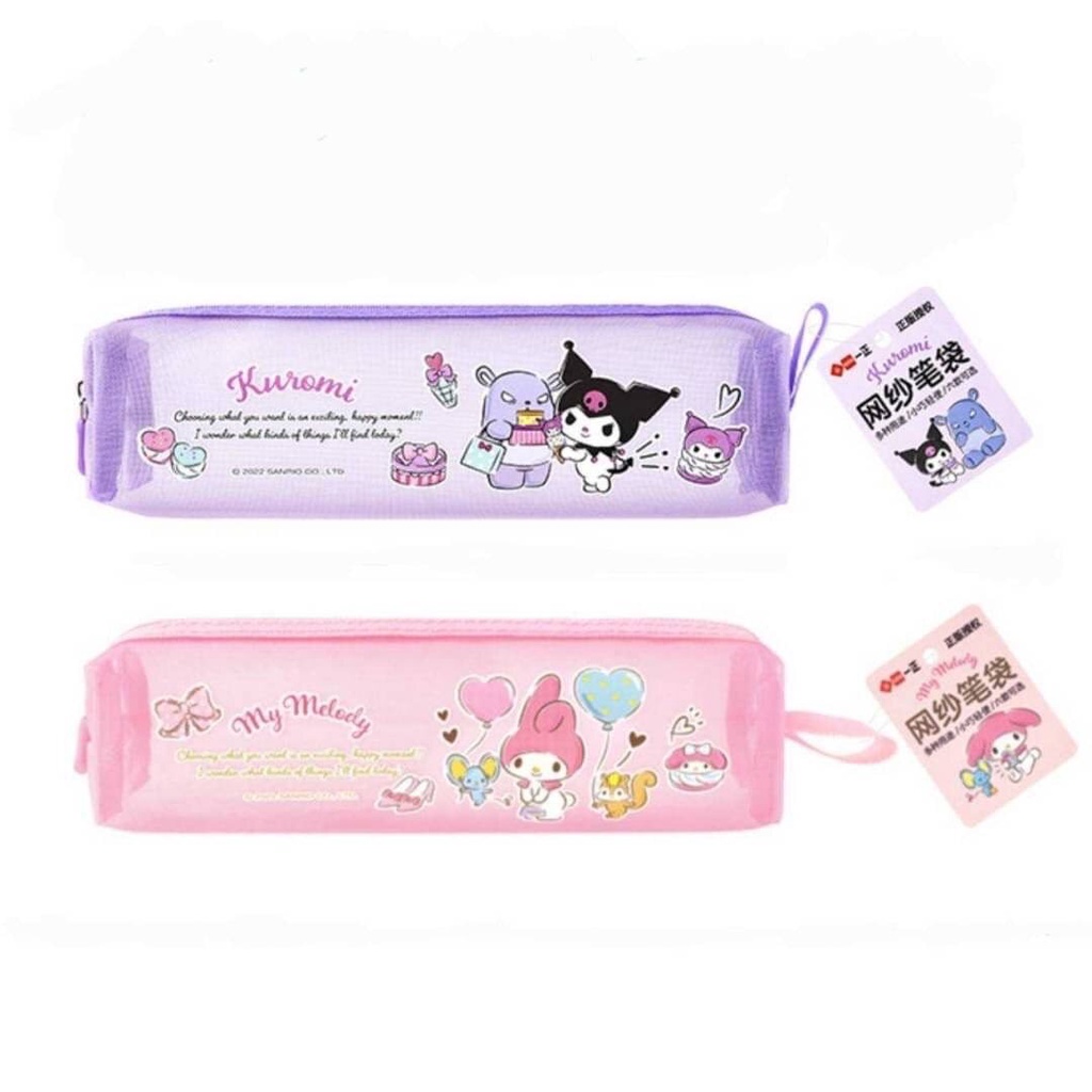 กระเป๋าใส่อุปกรณ์การเรียน-sanrio-license-งานตาข่าย-โปรงใส-1-ชิ้น