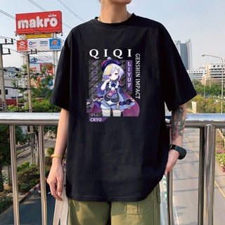 Funny Adventure Game Genshin Impact Kawaii Qi Qi Hu Tao Print Men T Shirt Fashion Summer Casual Oversize Short Slee_05