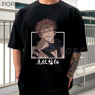 【GTER】Jujutsu Kaisen Itadori Yuji เสื้อยืดลําลองสําหรับผู้ชายแขนสั้นคอกลมพิมพ์ลาย Oversized ทรงหลวม 2021_05