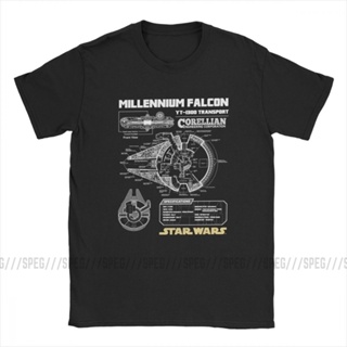    Star Wars Millennium Falcon Schematics Men Quality Luxxry Cotton Short Sleeve T-Shirt Round Neck Men Plus Size T_01