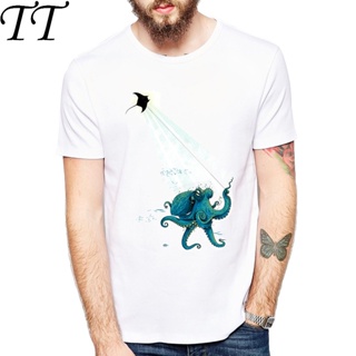 Octopus and devil rays Kite Flying T Shirts Men casual Top Cool animal design T-Shirt For Adult Tshirts Clothes