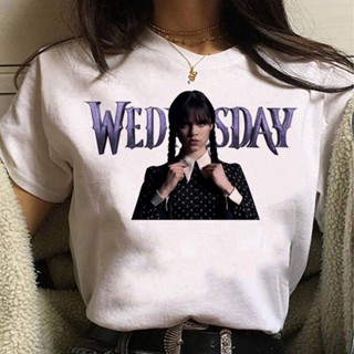 เสื้อยืด ลาย Wednesday Addams สไตล์ฮาราจูกุ สําหรับผู้หญิง