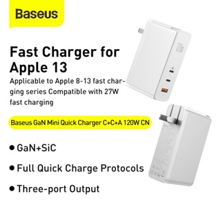 【ราคาพิเศษ】！พร้อมส่ง ！Baseus ที่ชาร์จเร็ว 120W GaN2 2C+2U C4.0 3.0 PD3.0 สําหรับ iPhone  Xiaomi USB C ชาร์จเร็ว