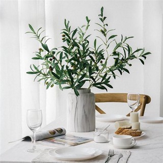 【AG】Vivid Anti-fade Cloth Artificial Plant Hexagonal Olive Leaf Branch Imitation Plant Home Decor