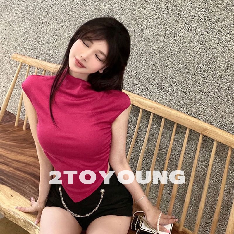 2toyoung-เสื้อยืด-เสื้อครอป-สไตล์เกาหลีเรโทร-นุ่ม-และสบาย-ja0903-2023-new