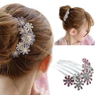 【AG】Shiny Flower Pendant Rhinestone Hair Clip Hairpin for Party