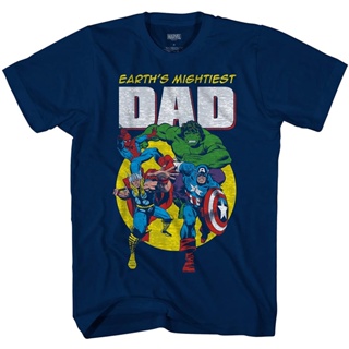 100%cotton เสื้อยืดผู้ชายแฟชั่น Marvel Avengers Mightiest Dad Hulk Captain America Graphic Adult T-Shirt men เสื้อ _11