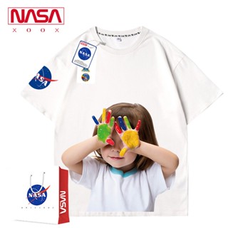 2023 เสื้อยืดแขนสั้น ทรงหลวม พิมพ์ลายตัวอักษร NASA สีขาว แฟชั่นฤดูร้อน สไตล์อเมริกัน สําหรับผู้ชาย_21