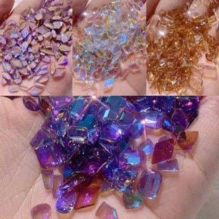 【AG】100Pcs/Bag Nail Decorations Irregular Shape Crafts Flat Bottom Stones Nail Rhinestones for