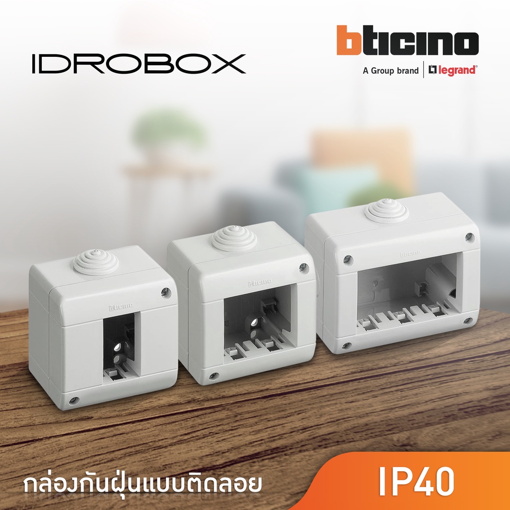 bticino-ชุดกล่องกันฝุ่น-แบบติดลอย-สวิตซ์ทางเดียว-1ช่อง-สีเทา-idrobox-ip40-switch-phosporescent-grey-25401-am5001wtln