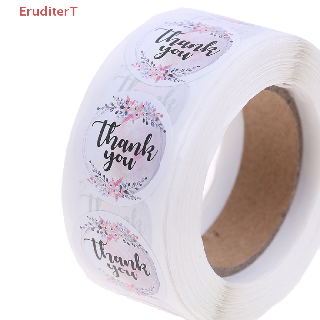 eruditert-สติกเกอร์ฉลาก-thank-you-ลายดอกไม้-แฮนด์เมด-สําหรับติดตกแต่งสมุดภาพ-500-ชิ้น